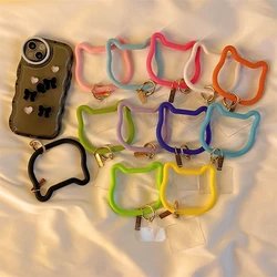 Soft Silicone Cat-shaped Bracelet Buckle Cartoon Cute Cat Ring Phone Lanyard Rope Anti-lost Portable Wristband Decoration
