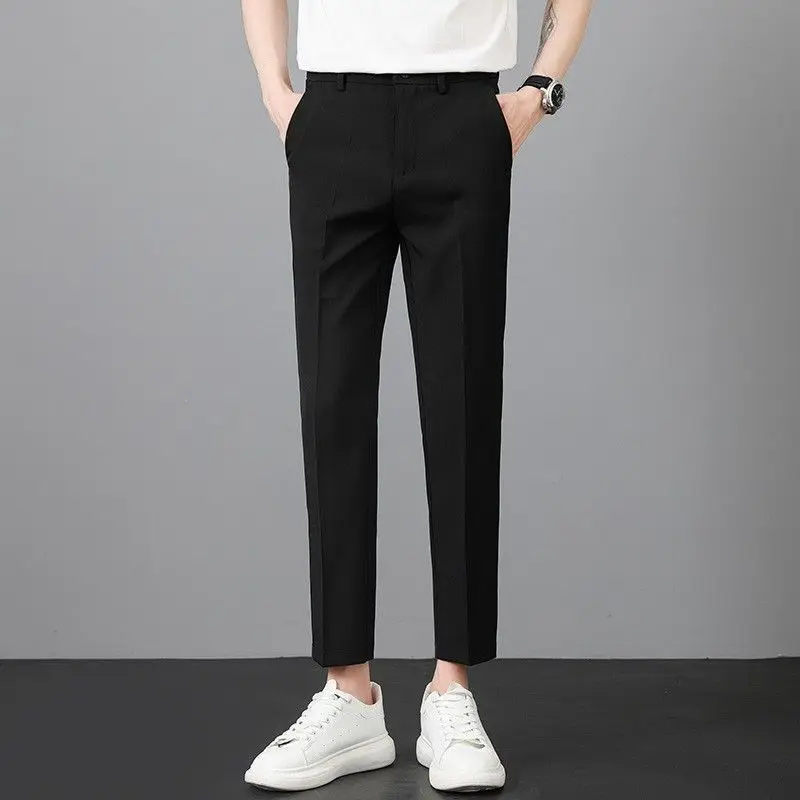 

Men's Slim Fit Tapered Pants Summer Thin Business Casual Trousers Stretch Breathable Office Work Slack Anti Wrinkle Straight Leg