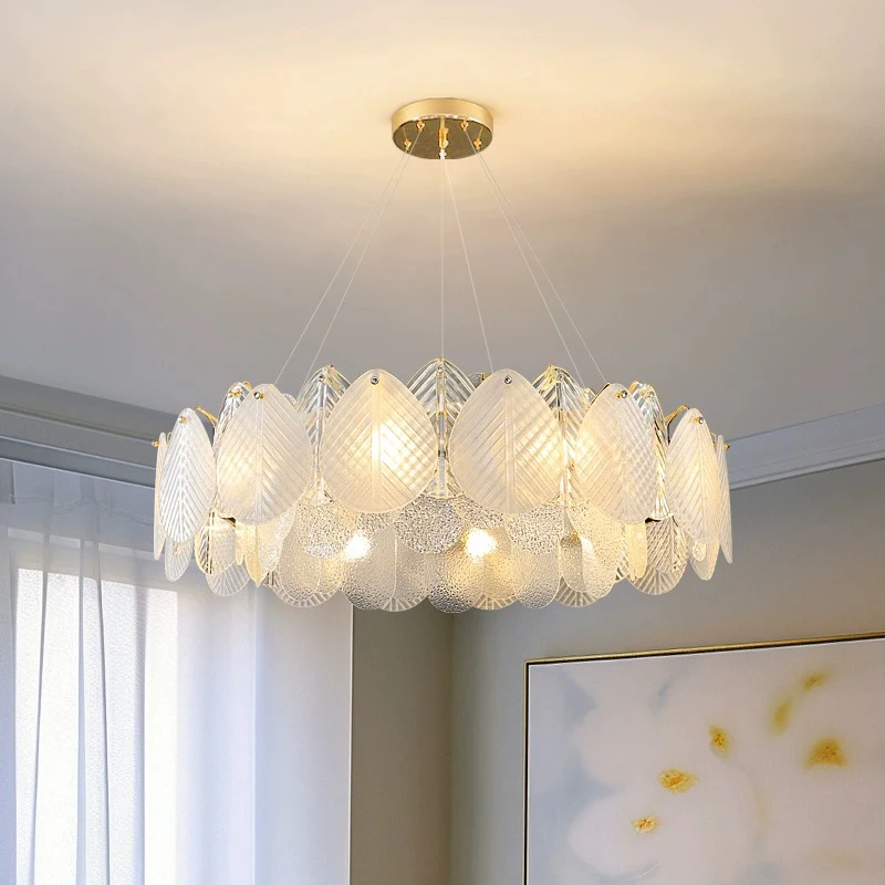 

AiPaiTe Modern Circle/Long chandelier Living Room Dining Room Bedroom Feather Glass chandelier