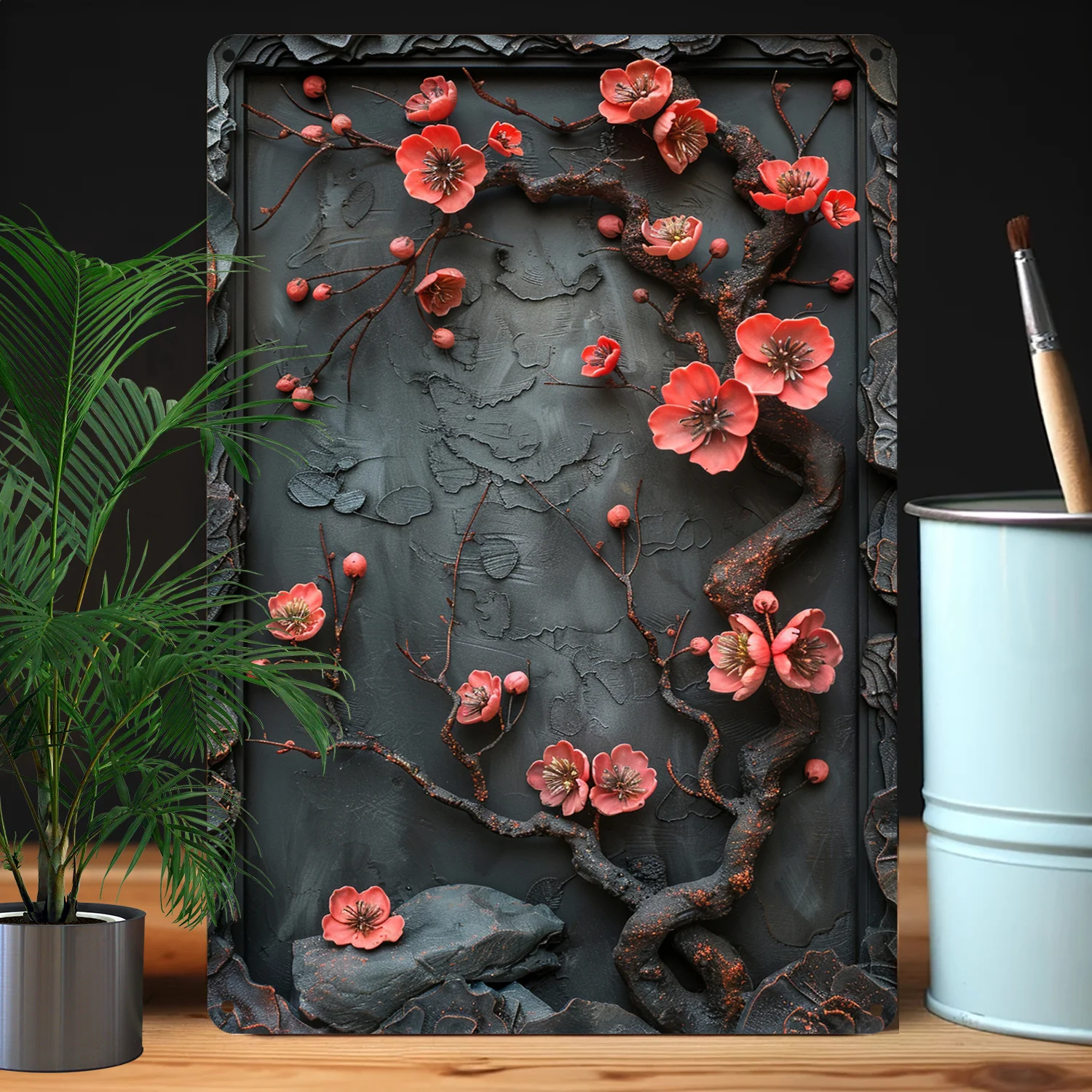 100% Aluminum 2D Display Effects Sign: Cherry Blossom Theme Decorations - Moisture Resistant, Higher Bending Resistance