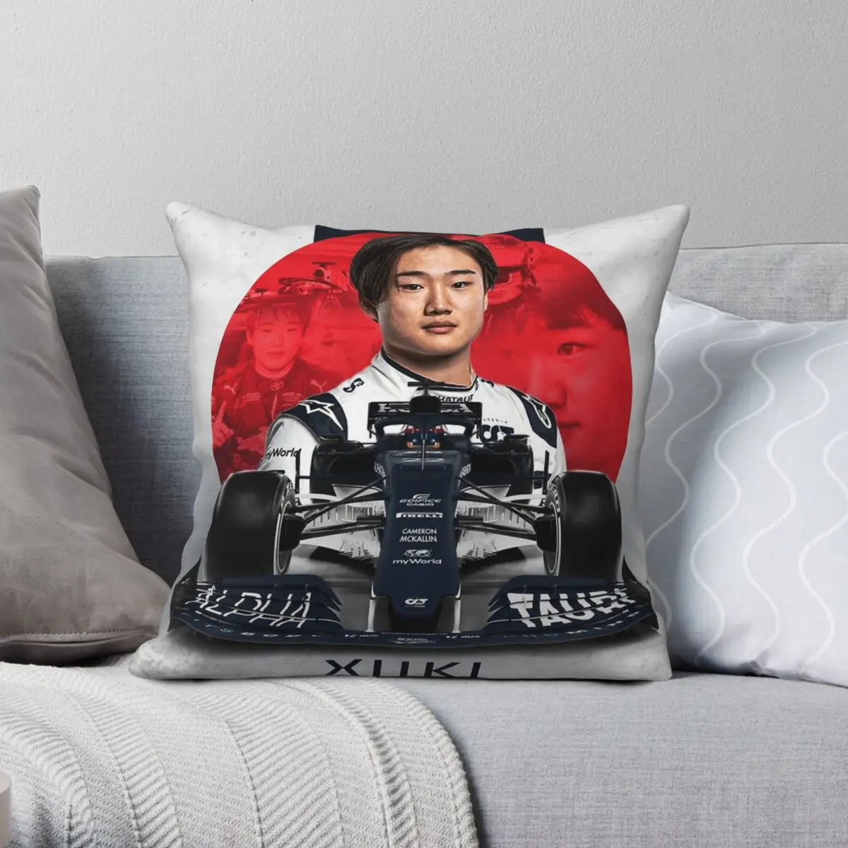 Yuki Tsunoda Racing Driver Pillowcase Polyester Linen Velvet Pattern Zip Decorative Pillow Case Home Cushion Cover