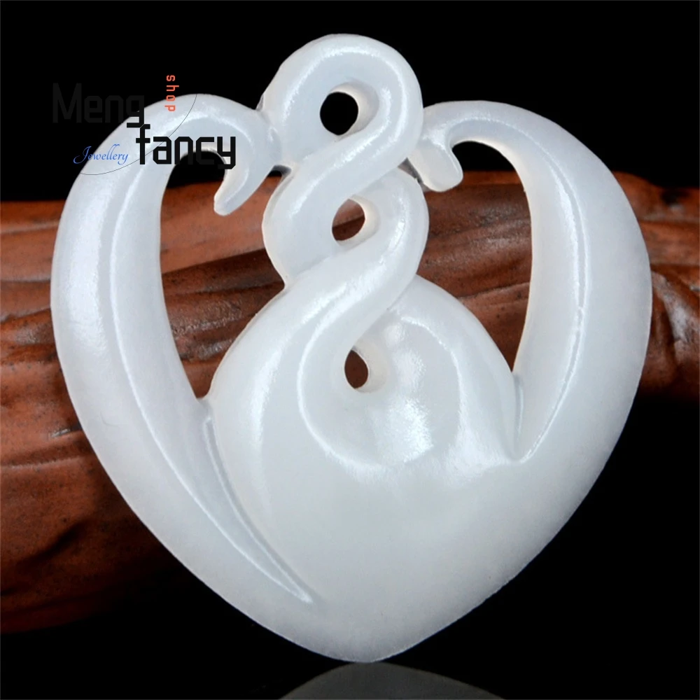 

A Natural Lantian Jade Single-Sided Hollowed-Out Ancient Jade Pendant That Twists The Universe Exquisite Fashion Jewelry Elegant