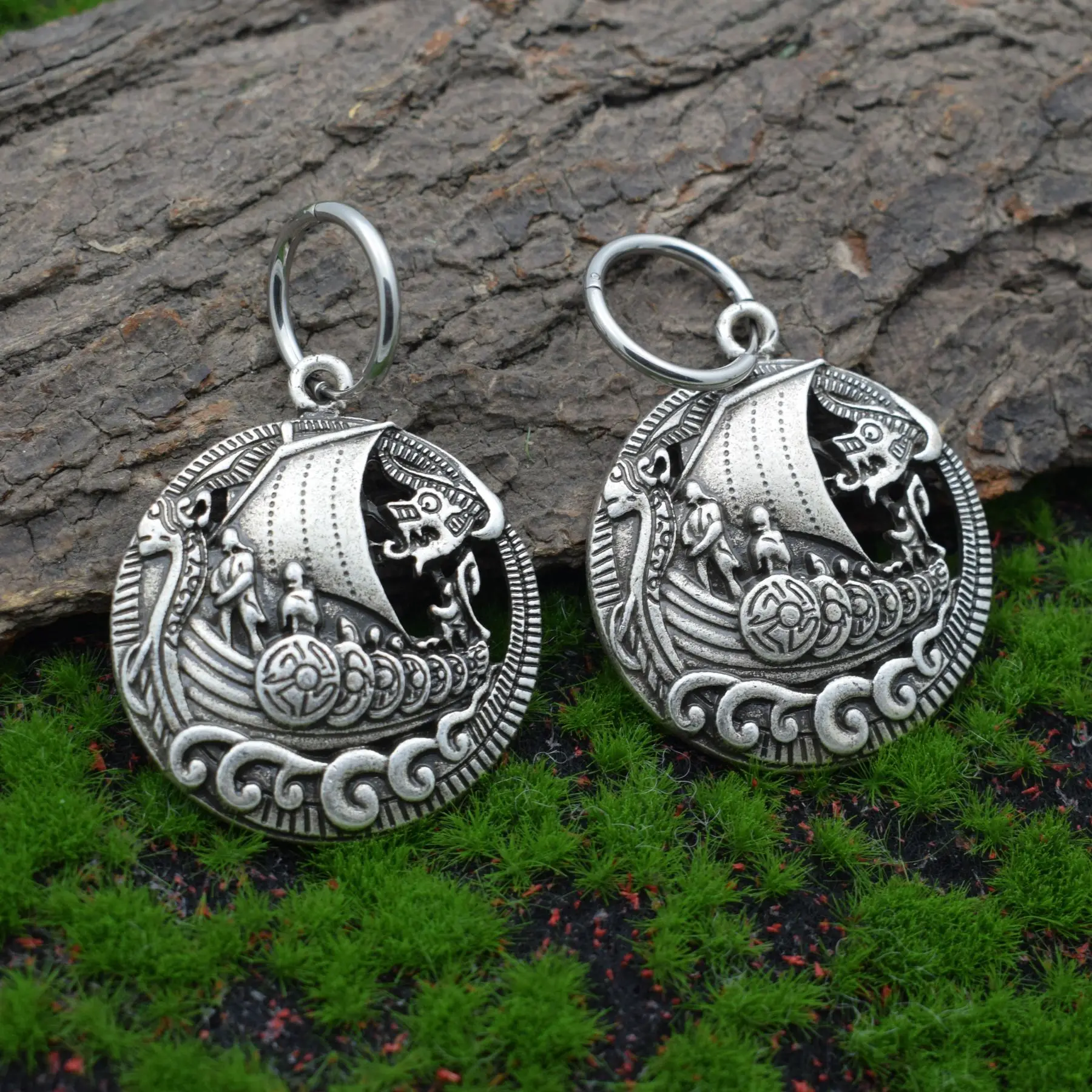 أقراط سفينة الفايكنغ قلادة ، مجوهرات دينمارك ، قارب التنين ، حارس التنين ، قارب طويل