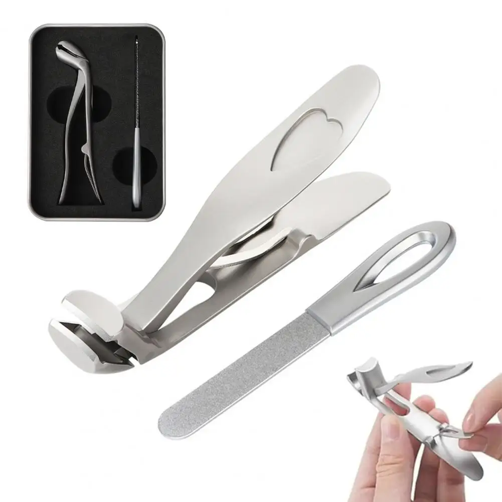 Thick Nail Clipper Set with Metal File Ergonomic Handle Toenail Clippers for Seniors Heavy Duty Stainless Steel Nail Clippers fo