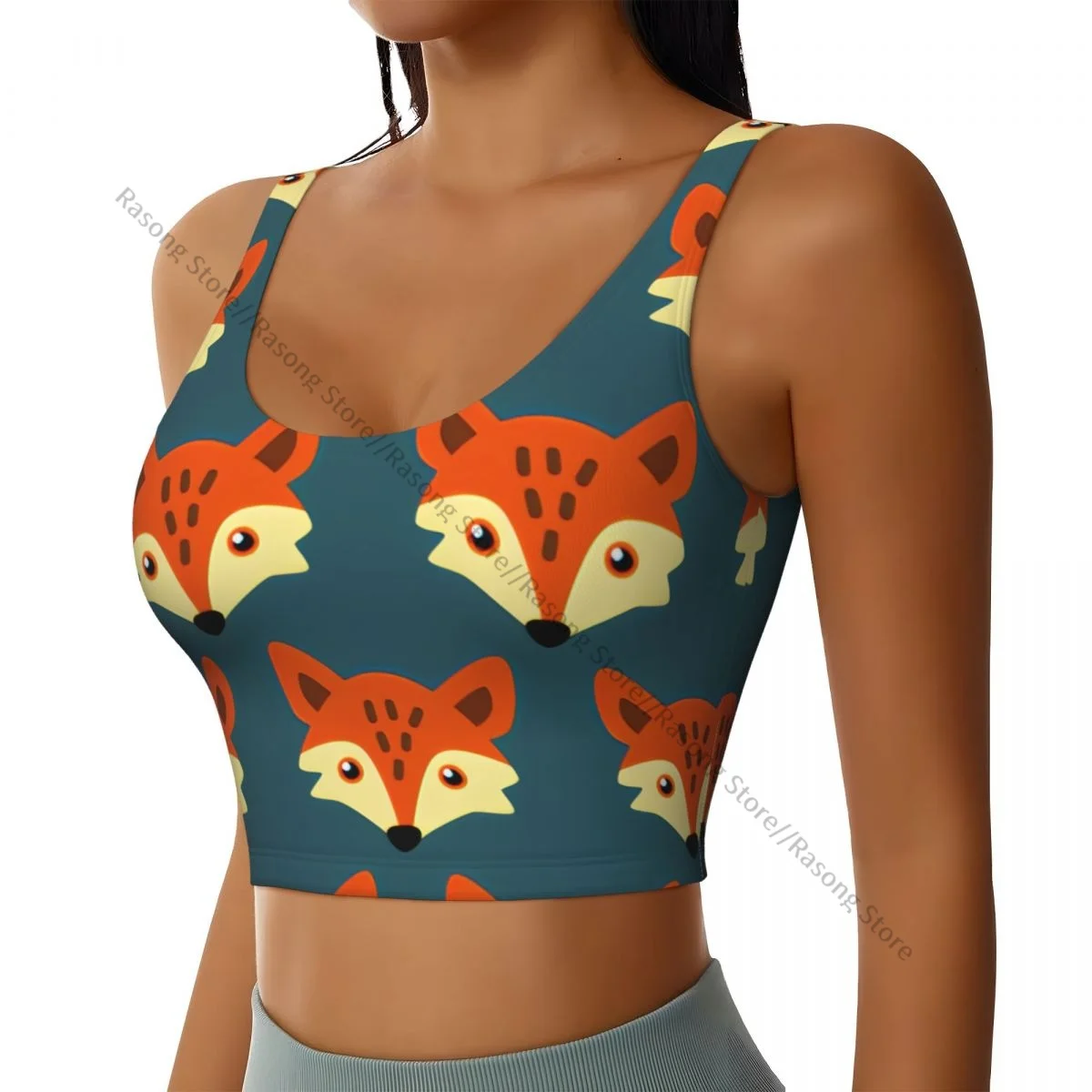 Women Sexy Sports Vest Cute Little Fox Female Streetwear Sport Lingerie Tee Crop Top