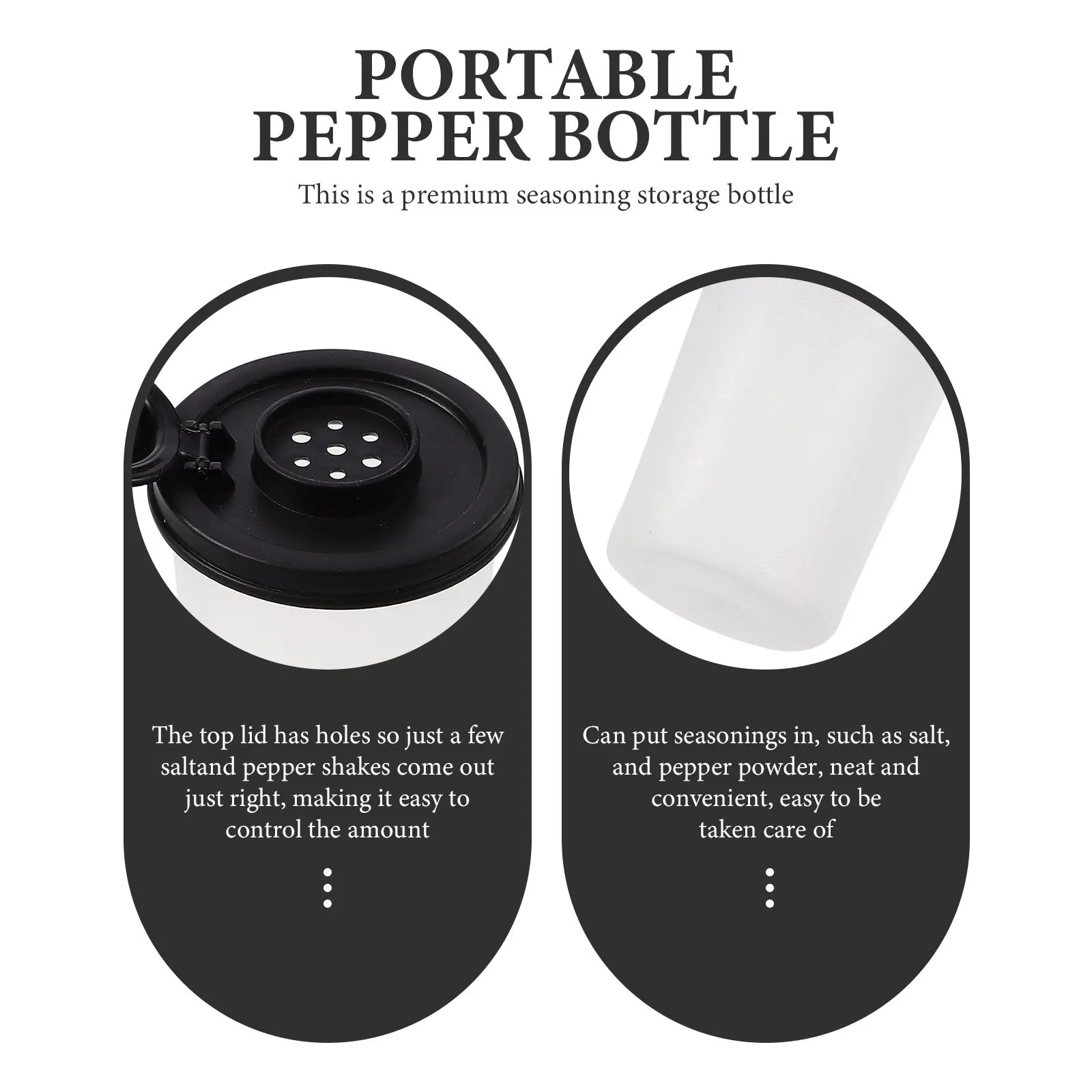 

2Pcs Clear Picnic Condiment Holder Portable Pepper Shaker Spice Container for Camping Bbq Salt Shaker Pepper Shakers