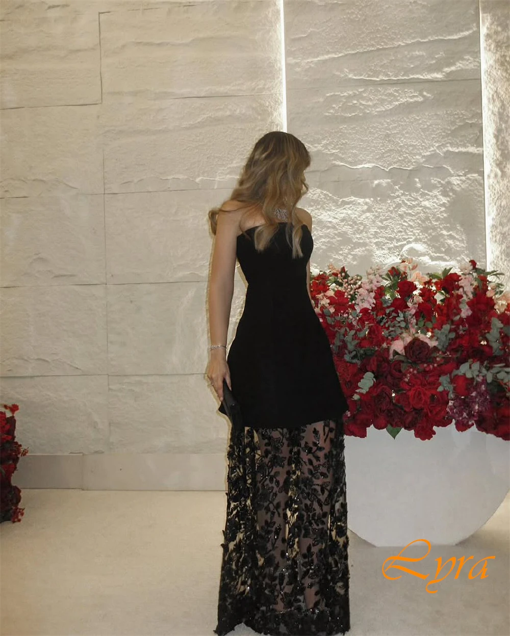 Personalizado preto tule sem alças apliques retos vestido de noite requintado vestidos de festa delicados vestidos de ocasião especial