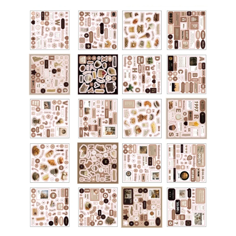 20장 스크랩북 데칼 스크랩북 장식 스티커 미적 스티커
