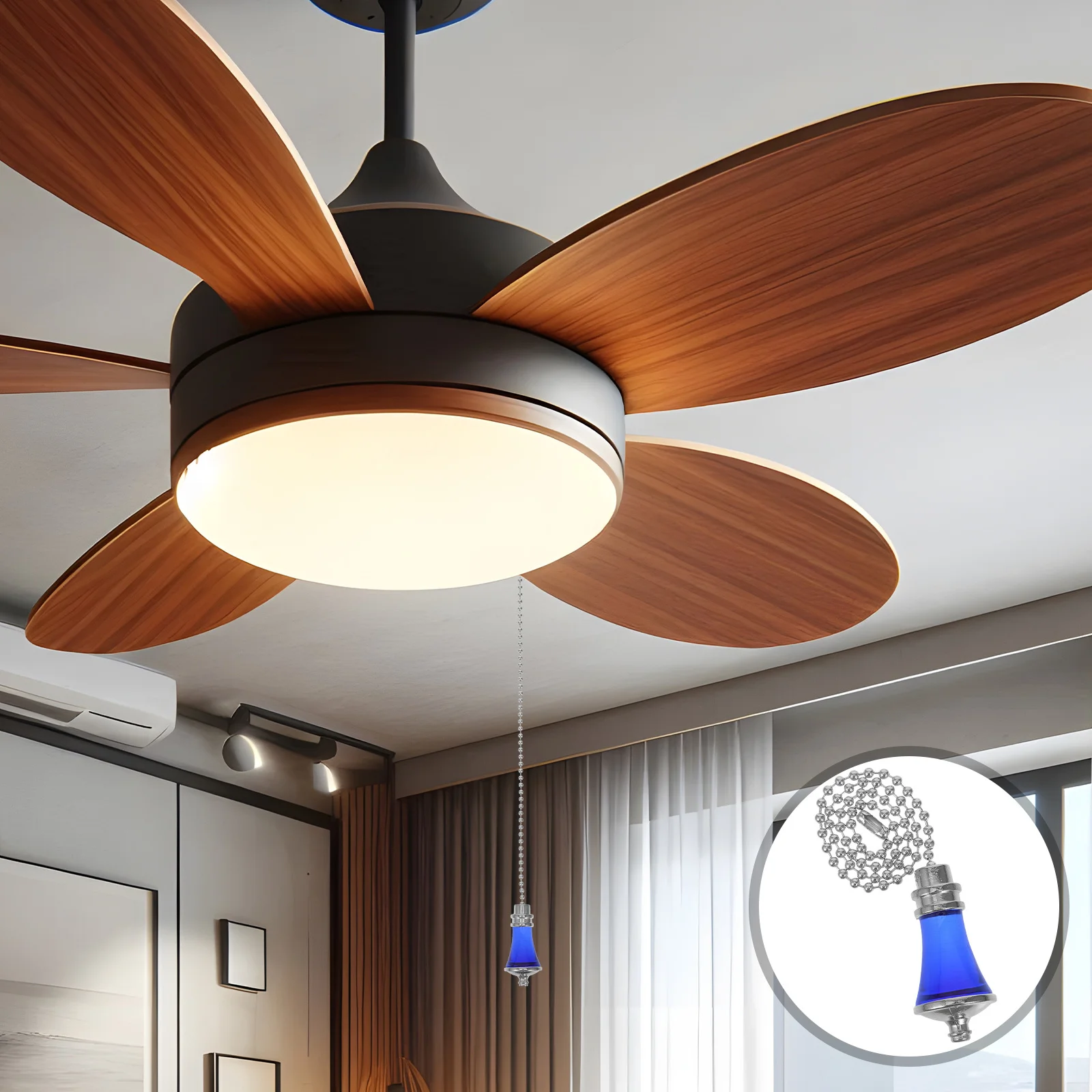 

Decorative Crystal Ceiling Fan Pull Chain Dazzling Prism Ball Vintage Glass Pendant for Room Upgrade Beaded Fan Pull Chain