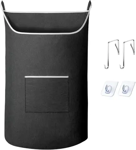 XL Hanging Laundry Hamper Bag Black Door Hanging Hamper with Large Openging  Door Laundry Basket