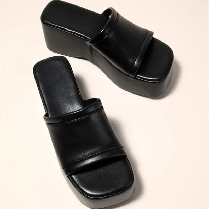 Fashion slippers platform sandals high heel sandals summer women's shoes beach flip-flops heighten street outdoor slippers