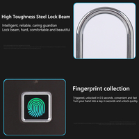 O10 Waterproof Smart Fingerprint Keyless Door Lock Rechargeable Security Padlock