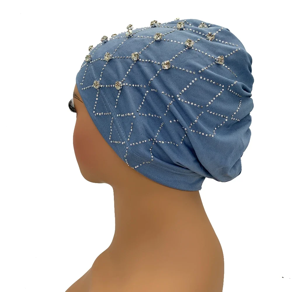 Muslim Inner Hijabs Islam Under Scarf Cap Stretchy Headscarf Bonnet Turbante Mujer Rhinestone Head Wraps for Ramadan Women
