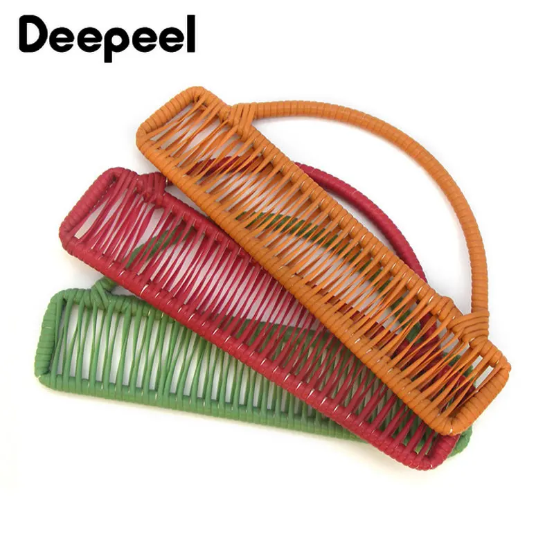 2 Stücke Deepeel 12*25 cm Neue Gewebte Tasche Rattan Griff Geldbörse Rahmen Handtasche Griffe Nähen Klammern DIY Handgemachte Handwerk Taschen