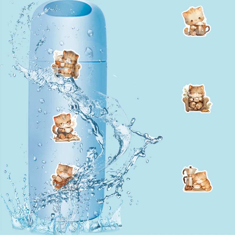 10/30/54pcs Kawaii Cute Coffee Cat Graffiti Stickers Cartoon Sticker for Kids Toy Scrapbook Luggage Phone Case Decals Decoration