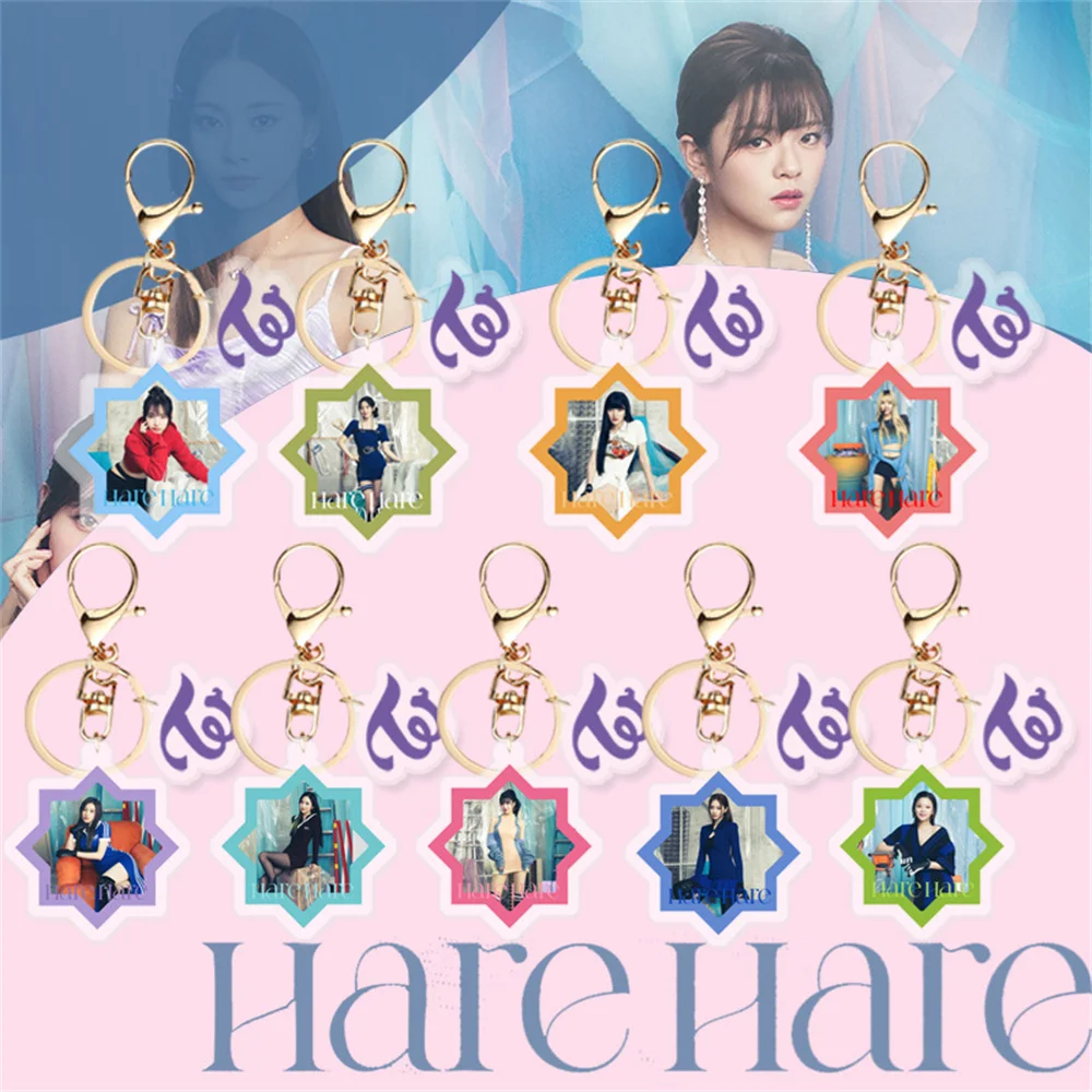 Kpop MOMO Cartoon Keychain Albums Hare Hare Logo Keyring Bag Pendent Phone Chain Accessories Fans Couple Gifts