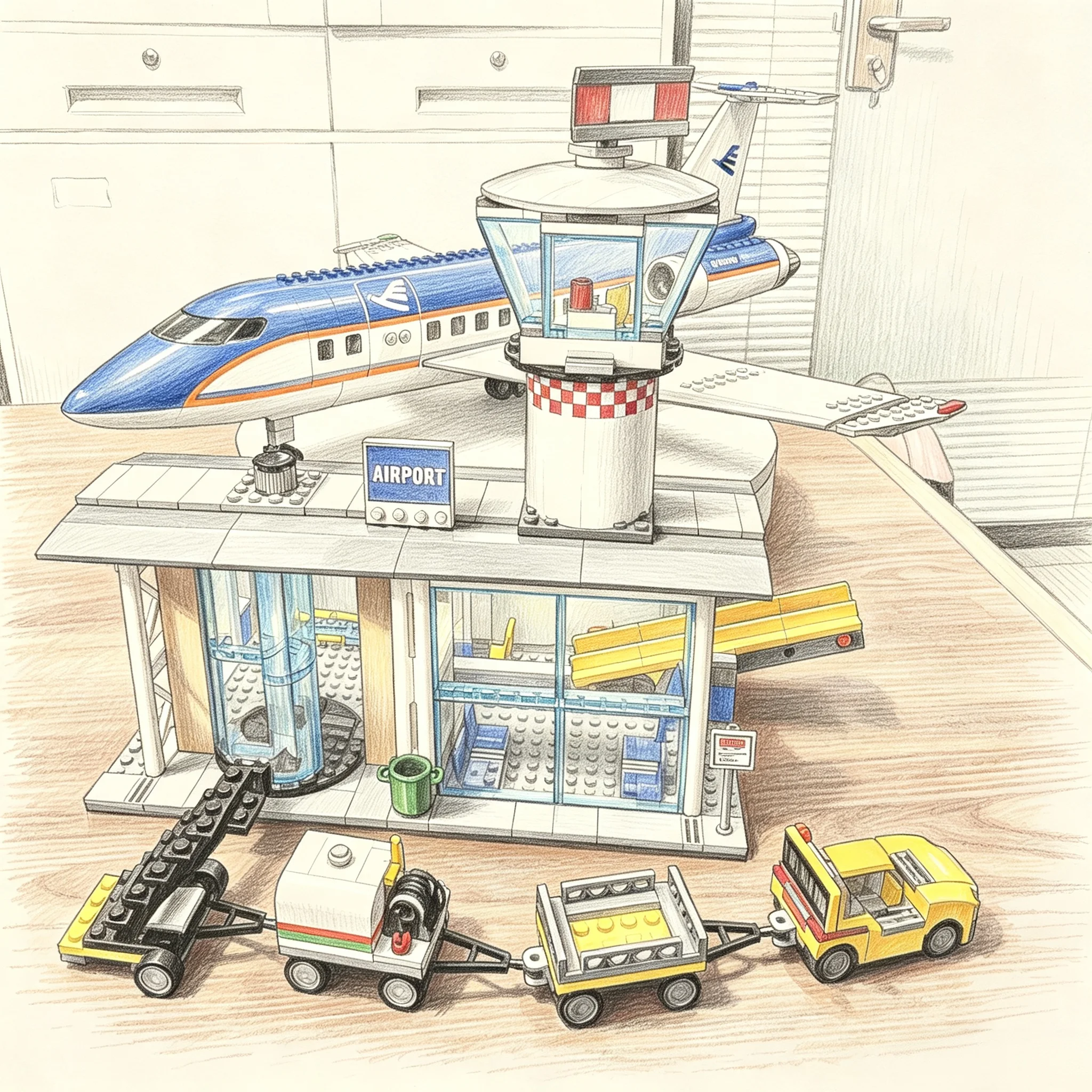 Lego Set Creator - Kompatibles MOC-Set Stadtserie Bausteine Flughafenterminal Großes