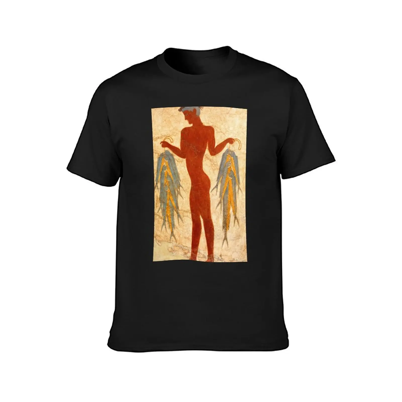 Fresco of the Fisherman from Akrotiri T-Shirt plain boys whites plain white t shirts men