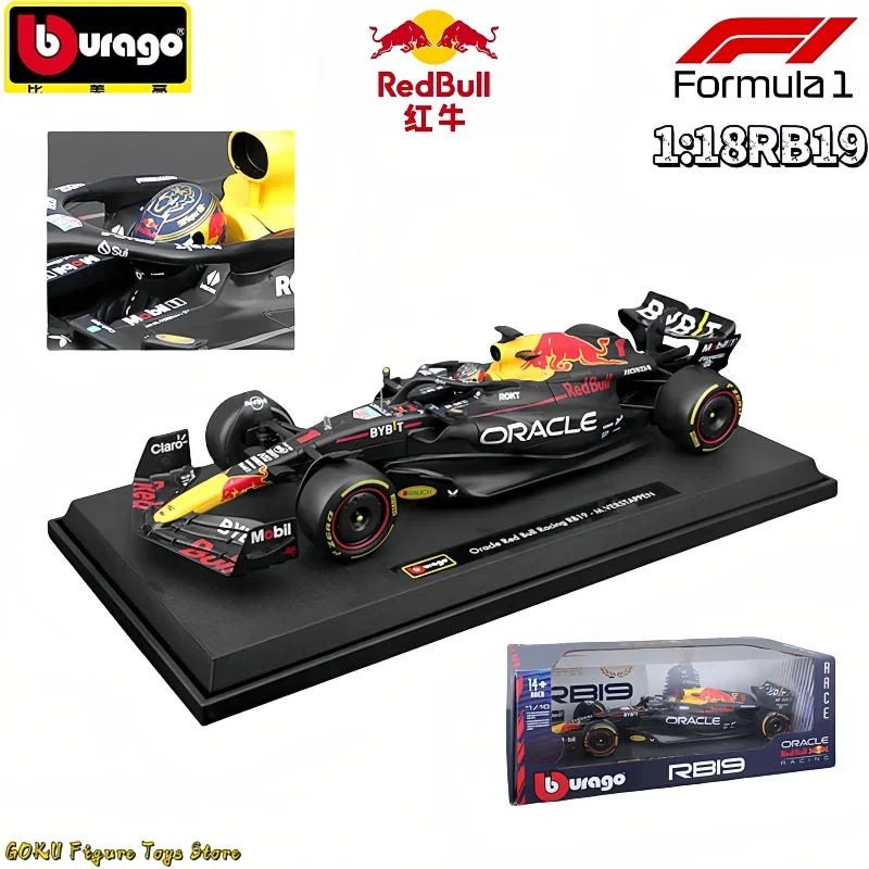 오리지널 1:18 Bburago Red Bull RB19 라스베가스 RB19 마이애미 합금 미니어처 다이캐스트 모델 포뮬러 1 자동차 데스크탑 장난감 생일 선물