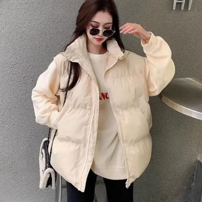 Lady Down Giletes Loose Half Short Cold Elegant Sleeveless New Outerwear Women's Puffer Vests Insulated Demi-season Cheap Autumn