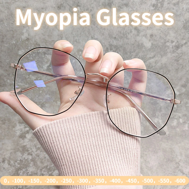 Women Myopia Glasses Vintage HD Anti Fatigue Prescription Eyeglasses Men Blue Light Blocking Glasses -1.0 -1.5 -2.0 -2.5 To -6.0