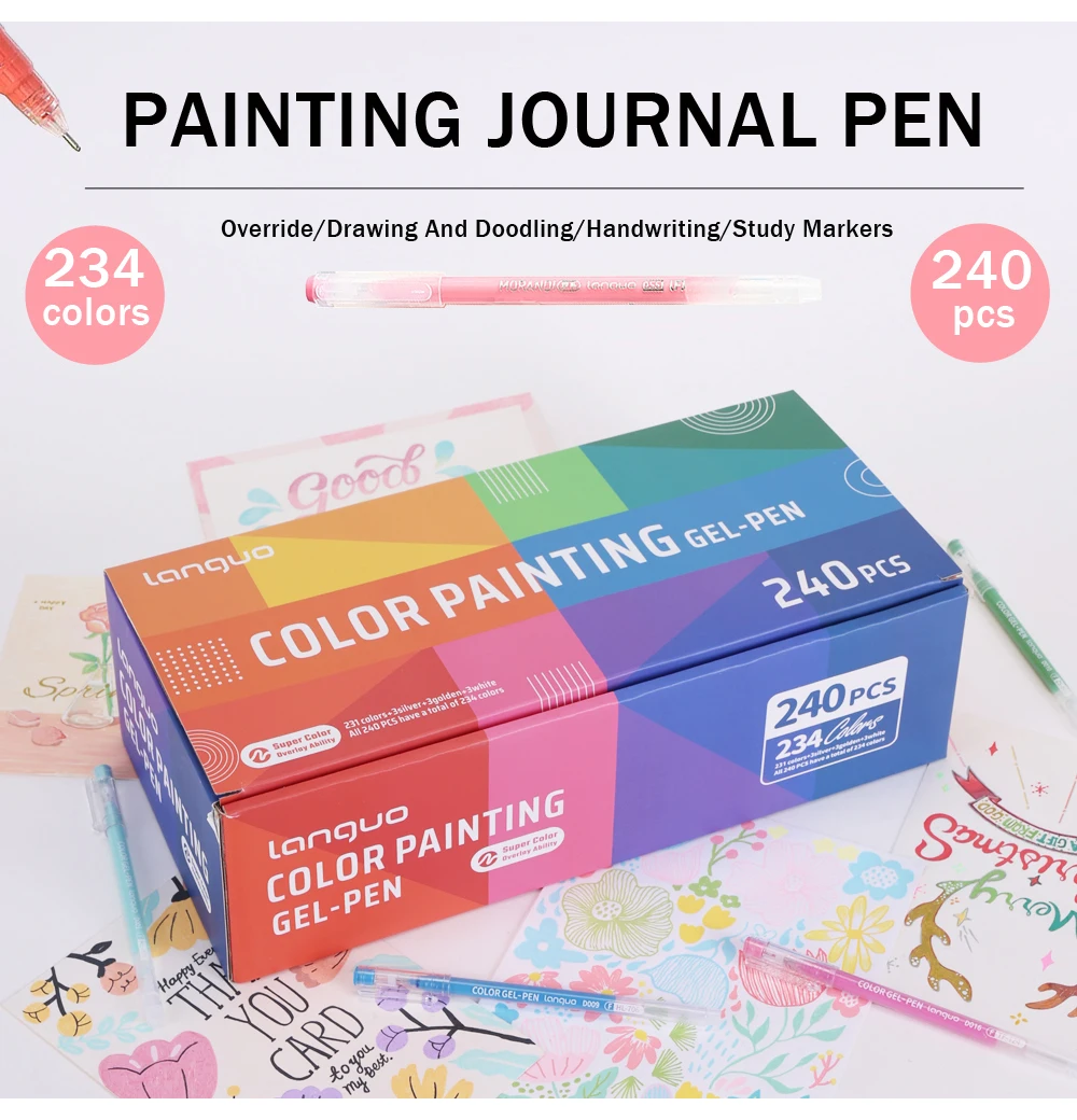 Languo 234 colors /240 pcs Multi-Color Handbook Pen 0.5mm Morandi Color Gel Pen Student Writing Painting Drawing Marker Pens Set