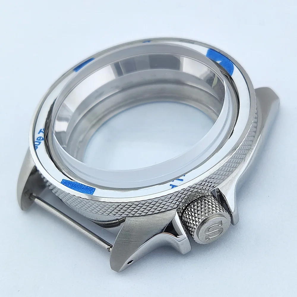42mm  NH35 Case SKX007 SKX009 Screw In Crown Inlaid With Stainless Steel Sapphire  Convex Glass Case Fits NH35/NH36 Movement