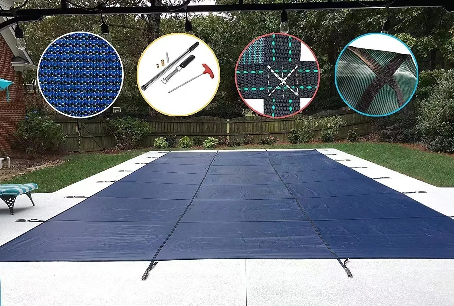 Premium 18 X 36 ft Multiple Colors Solid Mesh Inground Pool Safety Cover All-Weather Winter Pool Coverpromote sales