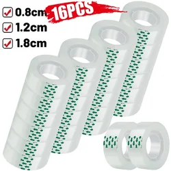 16-1Rolls Transparent Tape Adhesive Express Packaging Tapes For Office Home School Student Gift Wrapping Package Tape 18/12/8mm