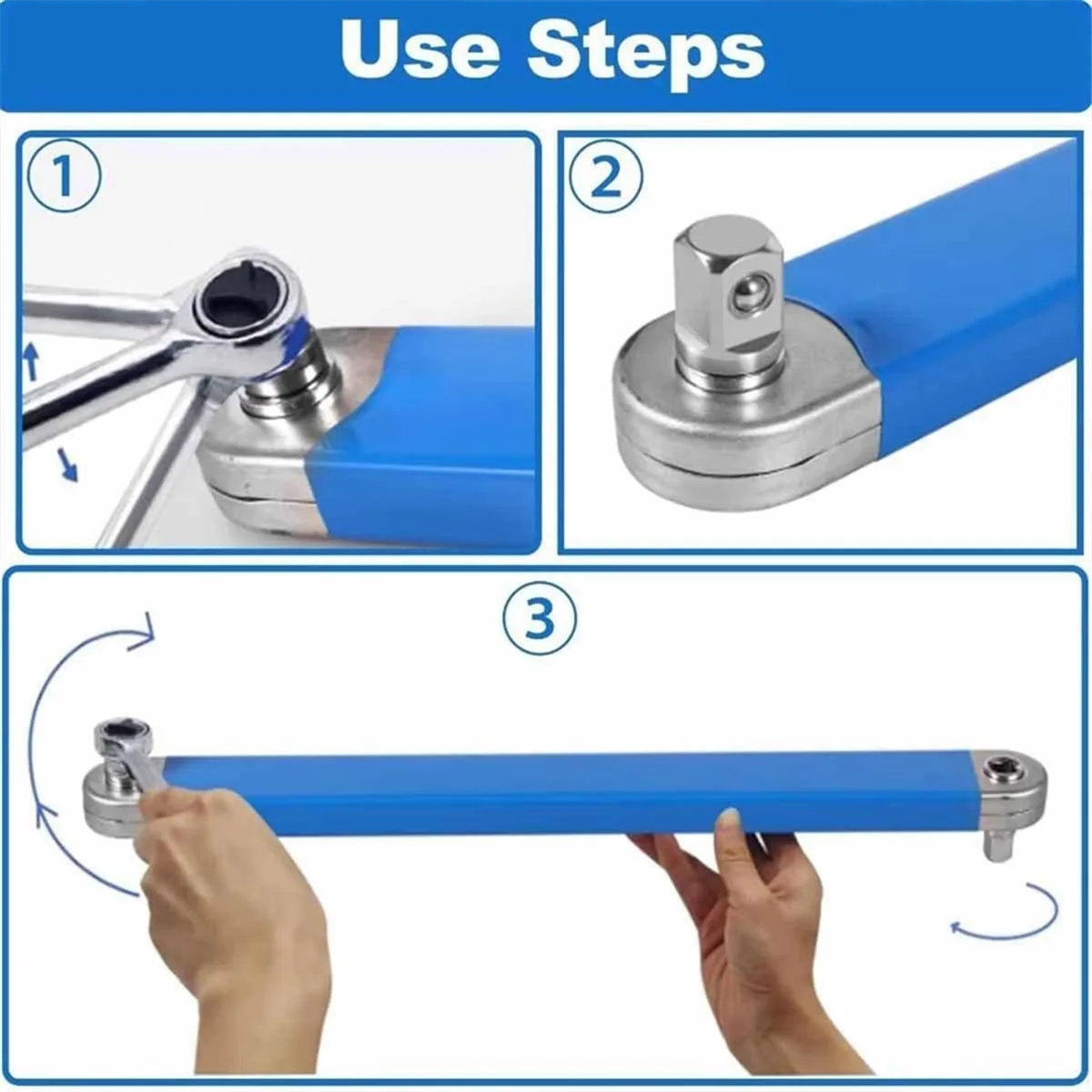 

BOFOF Offset Extension Wrench,15Inch Multifunctional Tight Reach Wrench, Carbon Steel Offset Impact-Ready Socket Wrench Tool