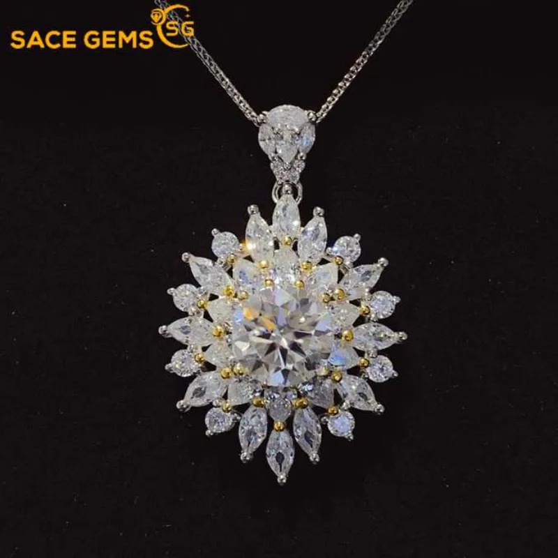 

SACE GEMS GRA Certified D VVS1 3ct Moissanite Pendant Necklaces for Women Luxury Jewelry Gift 925 Sliver Plated White Gold