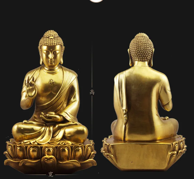 NEW TOP GOOD - -HOME lobby Temple Company Buddhism Worship  luck Auspicious RU LAI Buddha brass statue 25CM