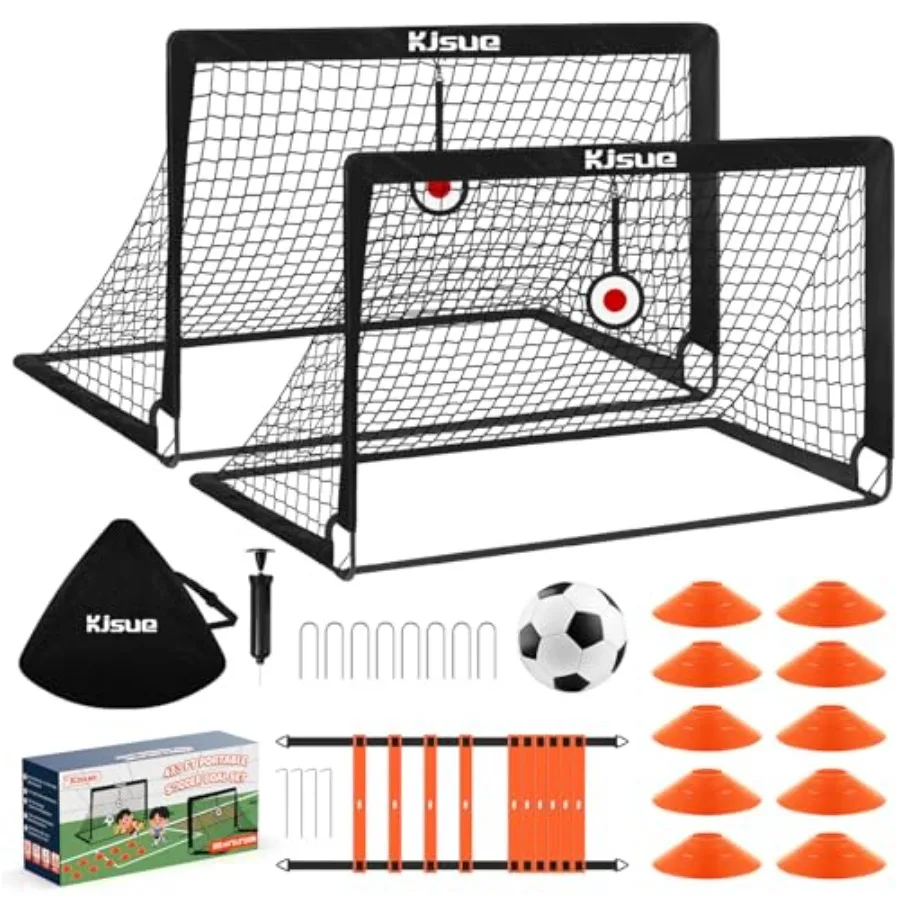 

Soccer Goal, Soccer Goals for Backyard Set of 2, 4 x 3ft Soccer Net Training Equipment, Pop Up Toddler Soccer Goal for Outdoor