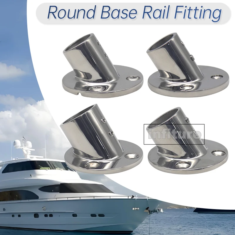 

60 Degree Marine 22/25/30/32mm Round Tube Base Hand Rail Railing Pipe Fitting Rowing Boats Yacht Accessory 316 Stainless Steel