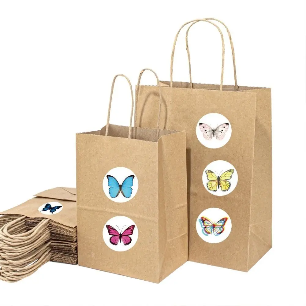 Colorful 500Pcs Butterfly Flowers Stickers Round DIY Label Stickers Self Adhesive 2.5cm/1.0inch Sticker Roll Stationery