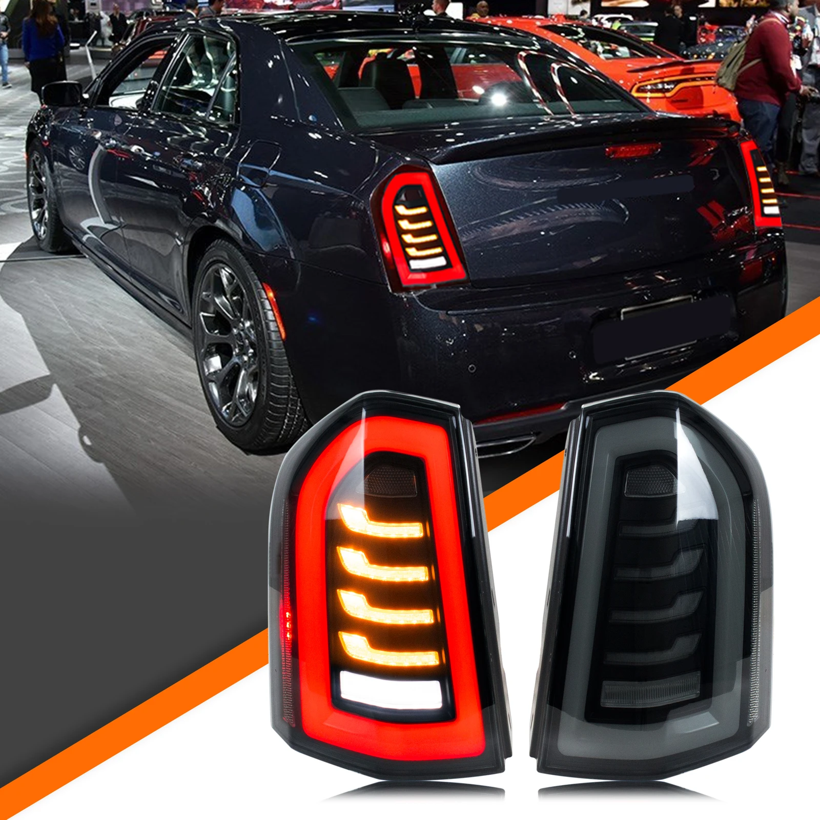 

LED Tail Lights for Chrysler 300 300C 300S 2011-2014 SRT8 Touring Sequential Turn Signal Rear Lamps Assembly [Not Fit 2015-2020]