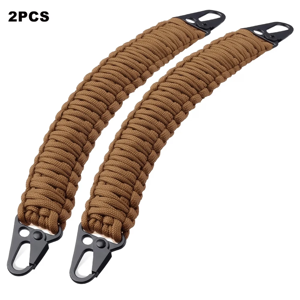 2Pc Paracord Handle Set Featuring Braided Paracord Straps For Strap Replacement With Molle Loops Compatible With Water Bottle