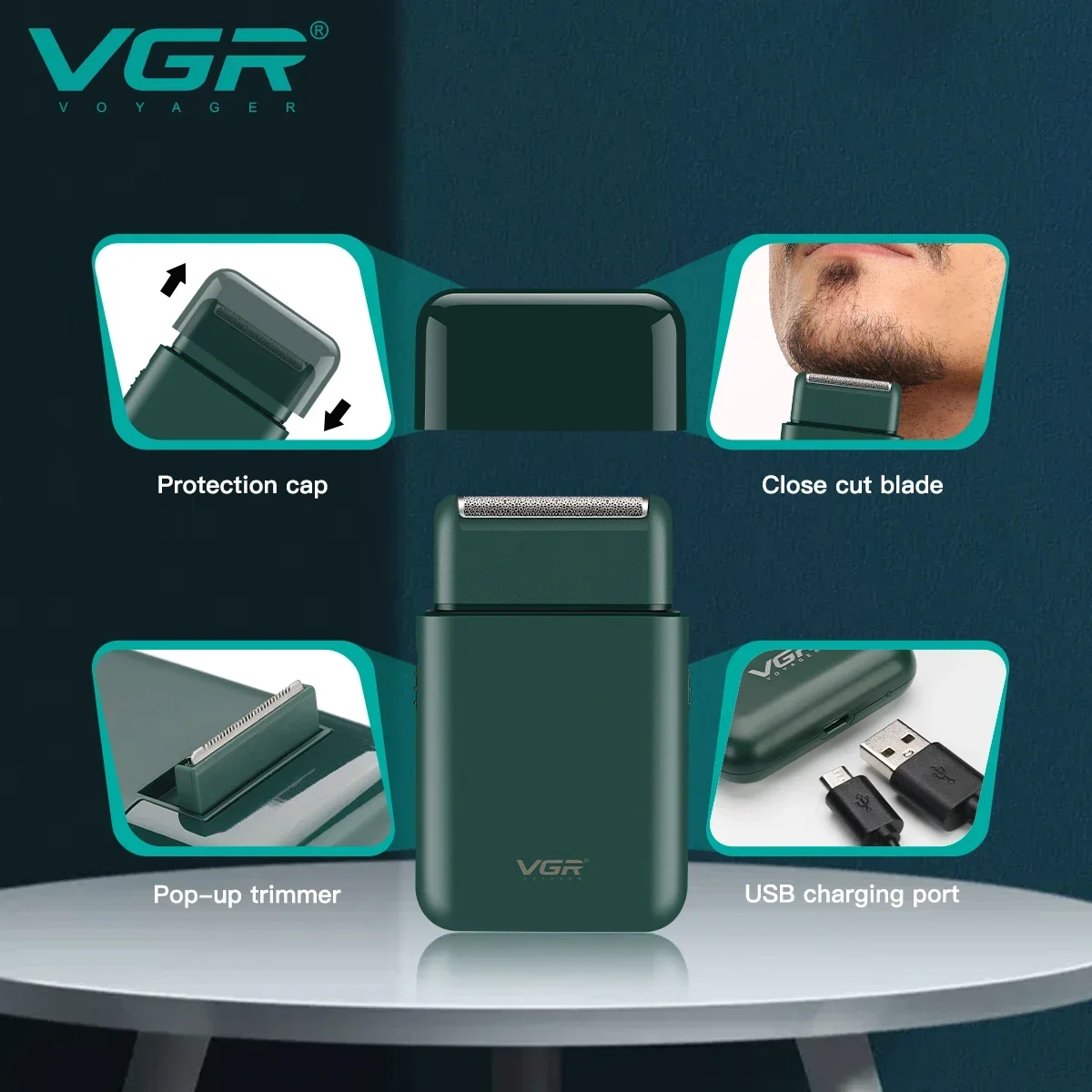 Original VGR Shaver Professional Electric Shaver Mini Beard Trimmer Electric Shaver Men's V-390