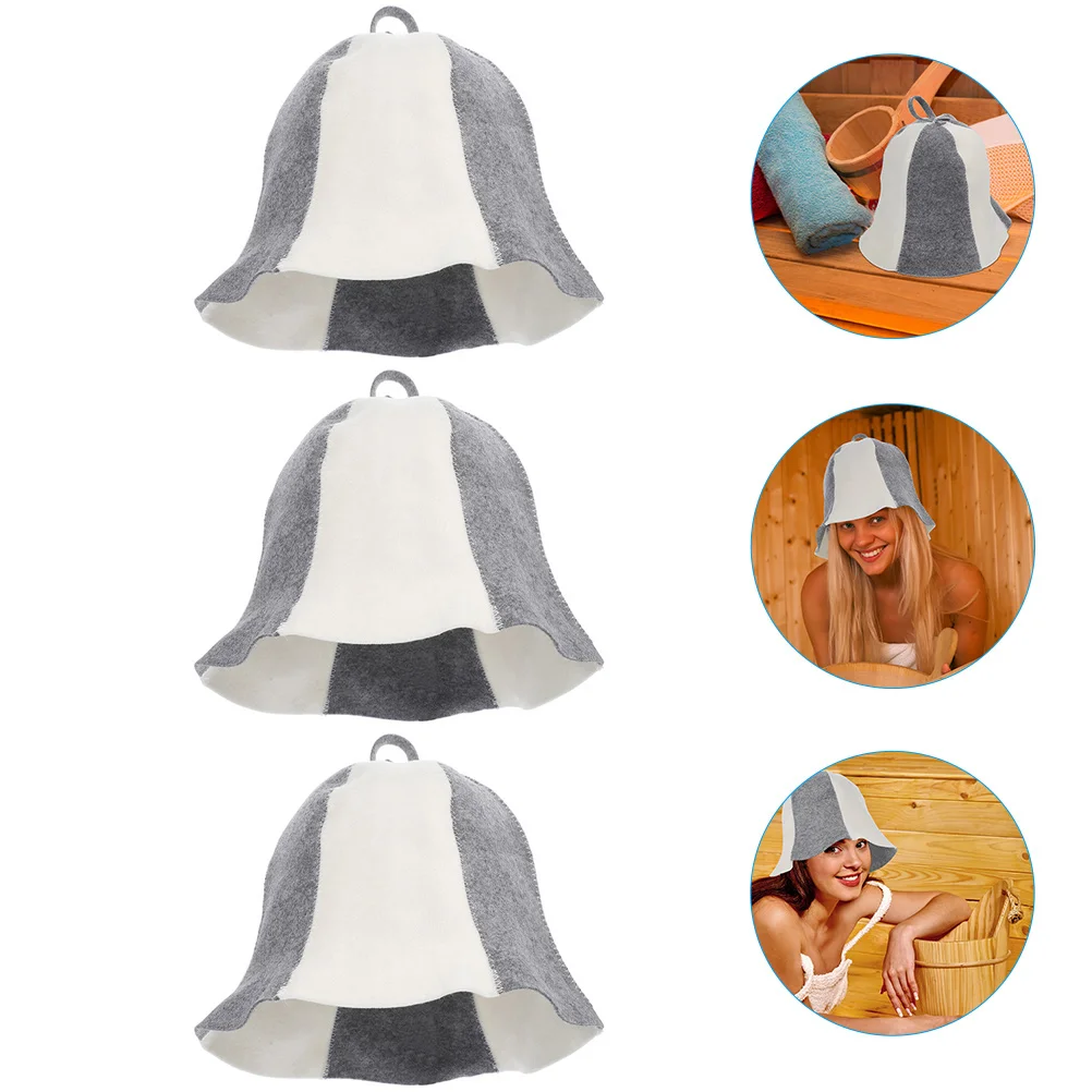 3 Pcs Sauna Hat for Thick Hats Women's & Caps Bathing Felt Cradle Unisex Shower