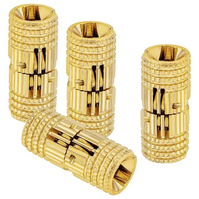 CQMF-24Pcs 10 Mm Brass Barrel Hinges,180 Degree Opening Angle Concealed Furniture Hinges