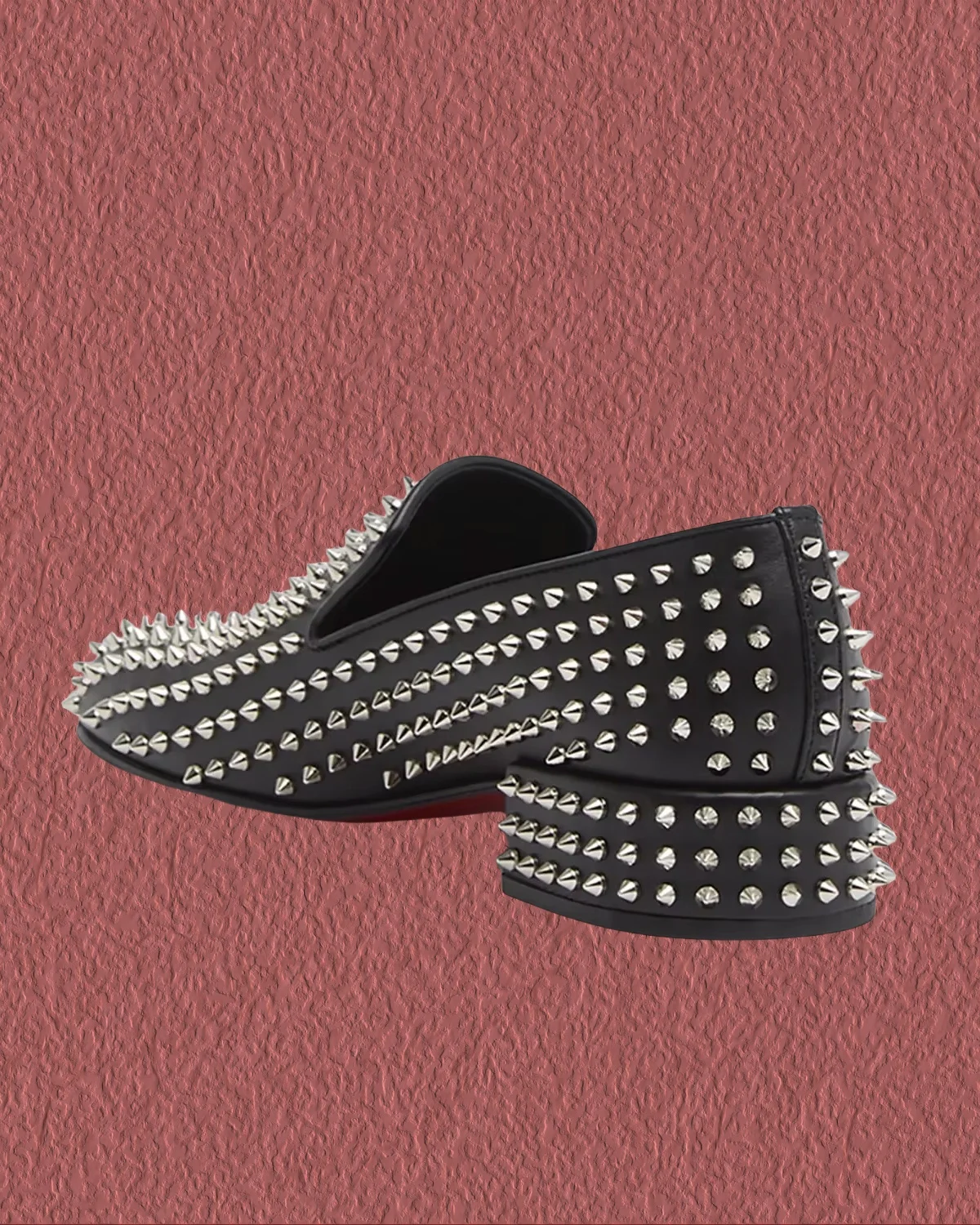 Spring 2025 New Men Leather Shoe Square Toe Thick With Rivets Decorated Men's Office Commuter Party Large Size Casual Dress Shoe