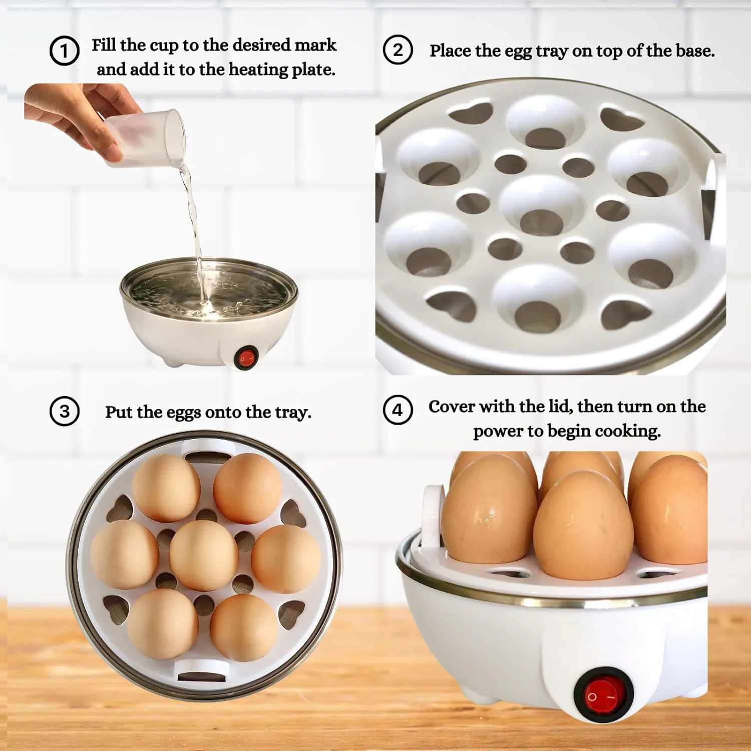 2-tier Egg Cooker Large 14 Eggs Capacity, Tomorotec Electric Rapid Egg Maker, Auto Off for Hard Boiled Eggs, Poached Eggs, image 4
