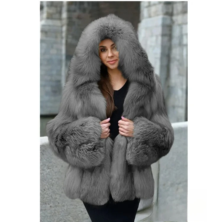 여성 출퇴근용 밍크 퍼 코트 따뜻한 여성 겨울 에코 퍼 재킷 솔리드 롱 헤어 포켓 숏 인조 퍼 아우터