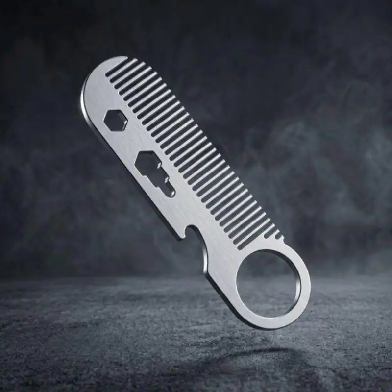 Comb Beard Hair Styling Portable Mini Comb Durable With Bottle Opener Multi-Use Travel Toel Tool Multifunctional Stainless Stee