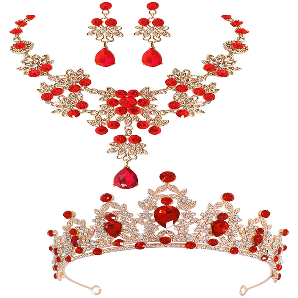

Bridal Jewelry Set Crown Necklace Earrings Exquisite Workmanship Delicate Eye Catching Bridal Costume Wedding Gift