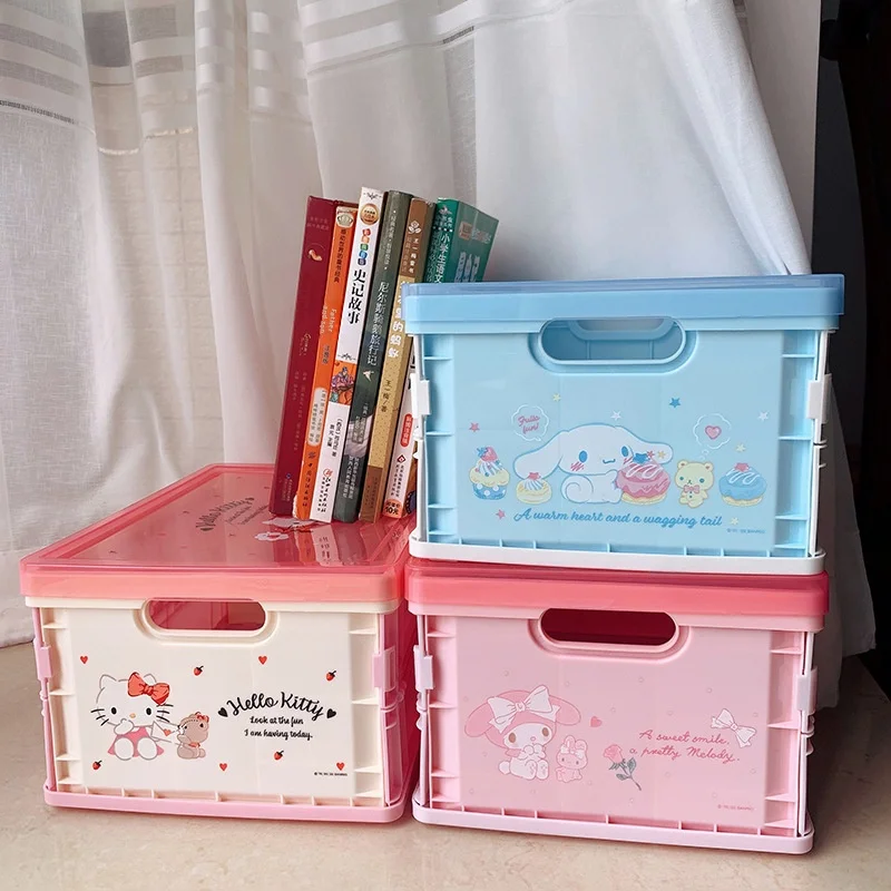 Cartoon Home Bedroom Desktop Makeup Dustproof Storage Box Plastic Foldable Underwear Underwear Organizer Box Cover 