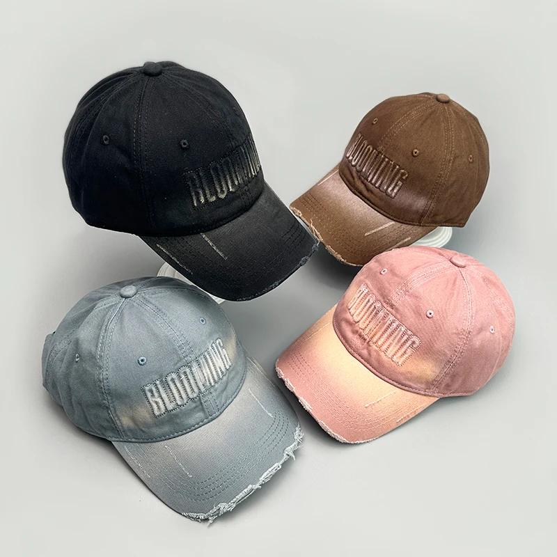 Gradient Embroidered Relief Letters Baseball Hats New Unisex Broken Breathable Sunshade Personal Versatile Fashion Peaked Caps