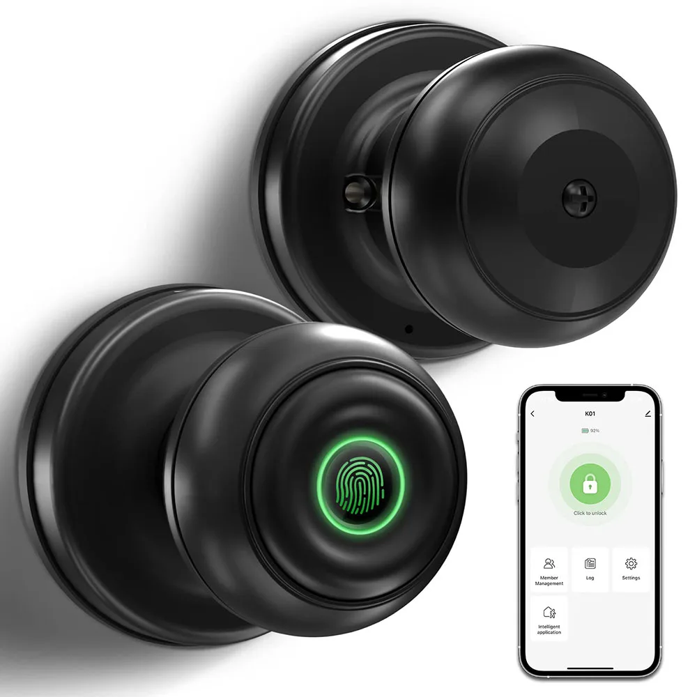 

Tuya Smart Door Knob Fingerprint Smart Lock Biometric Door Knob with Tuya App Bluetooth Control Great for Apartment Office Hotel