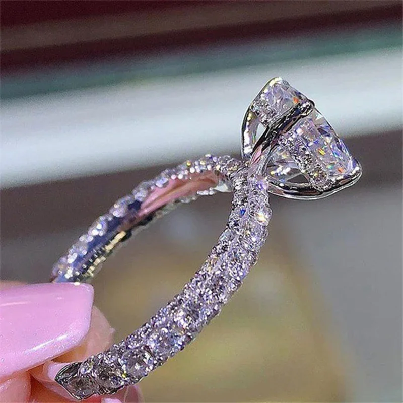 Fashion Women Jewelry Ring Crystal Shiny Rhinestones Ring For Women Accessories Bride Wedding Party Ring Gift  Custom Jewelry