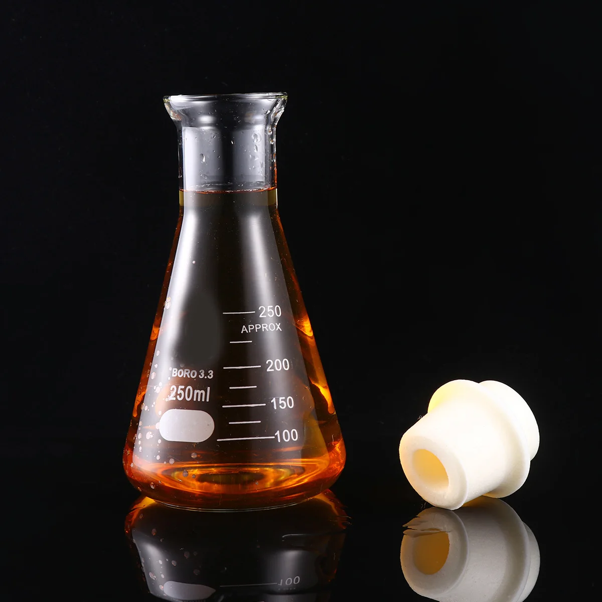 1Pcs Glass Flask Conical Flask Cork Chemistry Experiment 500Ml Wide Mouth Laboratory Glassware for Students Erlenmeyer Flasks